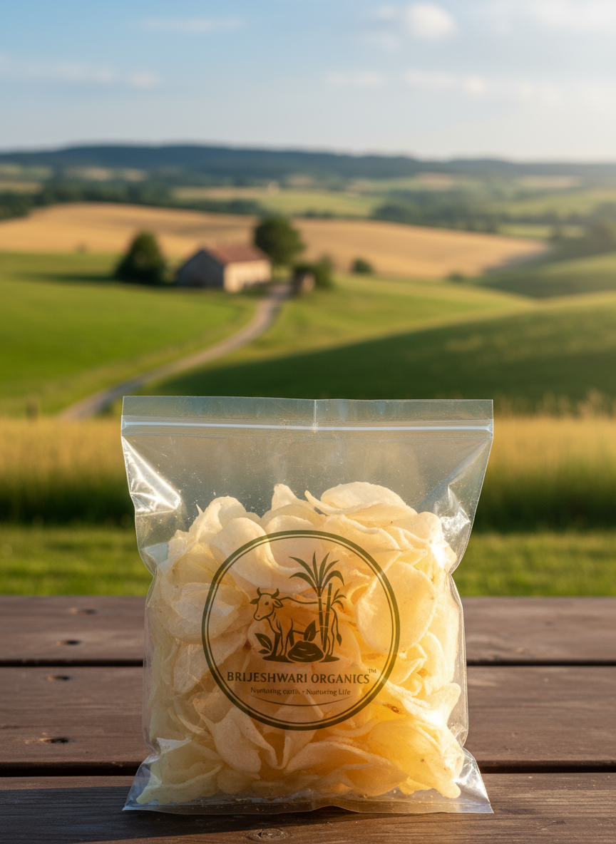 Brijeshwari Organics Raw Potato Chips – From Farm to Snack, Purely Organic