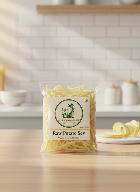 Brijeshwari Organics Raw Potato Sev – From Farm to Snack, Purely Organic